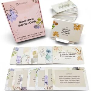 MESMOS 52 Mindfulness Cards with Action Plans. Relaxation Stress Relief Gifts for Women, Positive Affirmation Cards, Anxiety Relief Items, Meditation Self Care Kit, Relaxing Spiritual Gifts for Women