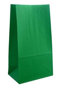 party favor bag – 50 pack emerald dark green food grade kraft paper lunch bags for birthday, st patrick’s day and christmas – 5″x3″x9″