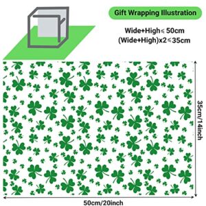 Bolsome 100 Sheet St. Patrick's Day Tissue Paper Bulk, Green Shamrock Wrapping Paper Clover Gift Wrapping Tissue Paper for Irish DIY Art Crafts Flower Pom Pom Home Party Favor Decor, 14 x 20in