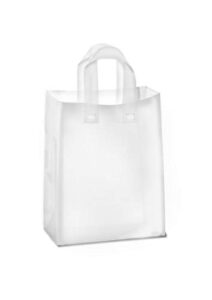 frosted plastic gift bags 100 pack 8″ x 10″ x 4″ clear frosted bags with soft loop handles for gifts retail and more
