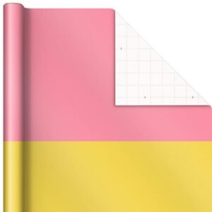 Hallmark Bright Pastel Wrapping Paper with Cutlines on Reverse (3 Rolls: 75 sq. ft. ttl) Dual Tone: Green, Violet, Pink, Yellow, Blue, Orange for Birthdays, Baby Showers, Easter