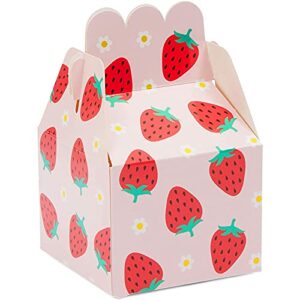 Strawberry Birthday Party Favor Treat Boxes (Pink, 3.5 x 2.75 in, 36 Pack)