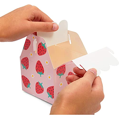 Strawberry Birthday Party Favor Treat Boxes (Pink, 3.5 x 2.75 in, 36 Pack)