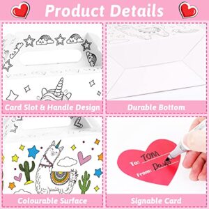 ZOIIWA 36 Sets Valentine's Day Treat Boxes DIY Color Your Own Unircon Goodie Boxes Valentine’s Party Favor Boxes Valentines Container Candy Box with Heart Tags for Kids School Classroom Supplies