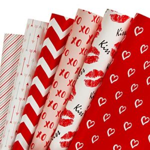 wrapaholic wrapping paper sheet – red and pink design for valentine’s day, birthday, holiday, wedding, baby shower – 1 roll contains 6 sheets – 17.5 inch x 39.3 inch per sheet