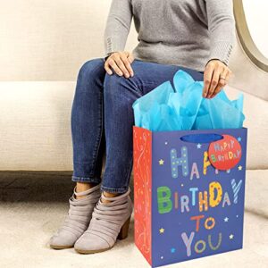 Sharlity 13" Large Birthday Gift Bag for Baby Shower with Card and 3 Tissue Papers （1pack）