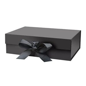 daiuni 10.5″x7.5″x3.1″ black magnetic gift box with lid and ribbon for presents