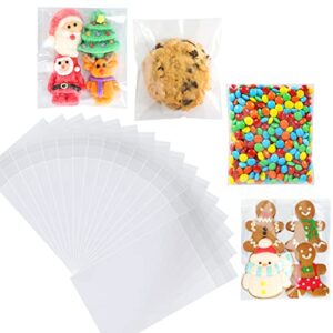 400pcs self sealing cellophane bags, 4×6 inch clear cookie bags for packaging, cellophane treat bags for small business, sealable poly bags for homemade cookies, candy, favors, snacks, cards, soap