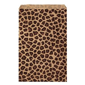 ikee design 200 pcs of 6″ x 9″ flat plain leopard prints paper or patterned kraft bags for candy, cookies, merchandise, party favors, gift bags, small paper bags