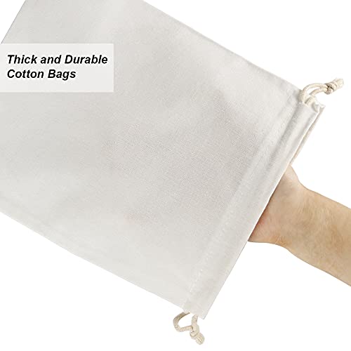 HRX Package 20pcs Muslin Bags 8x10 inches, Cotton Drawstring Bag Fabric Gift Pouches Sachet for Jewelry Party Favors Wrapping DIY