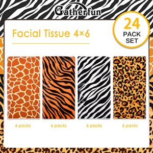 Jungle Safari Animal Print Pocket Pack, White Paper Facial Tissue 24 Pack