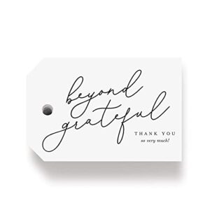 bliss collections thank you gift tags, modern calligraphy, beyond grateful for you gift tags perfect for weddings, bridal and baby showers, birthdays, parties or special events, 2″x3″ (50 tags)