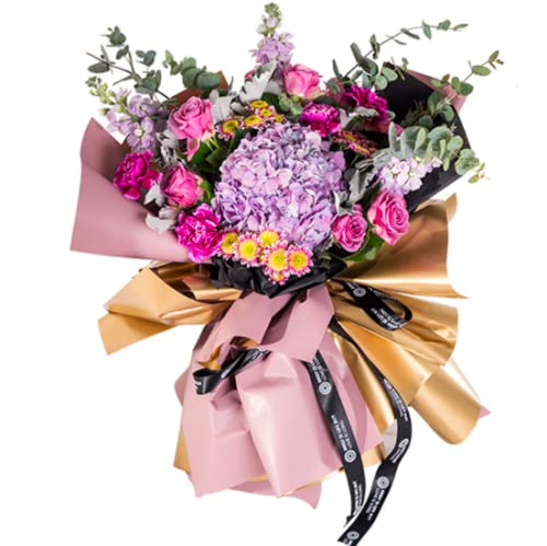 Thrive Stylish - Korean Gold Double Sided Golden Flower Wrapping Paper Flower Bouquet Wrapping Paper Matte Waterproof Florist Bouquet Paper Golden Floral Bouquet Wraps Multi Colors DIY Flowers Wrap Roll Gift Packaging Supplies 23.6 X 23.6 Inch 20 Sheets (