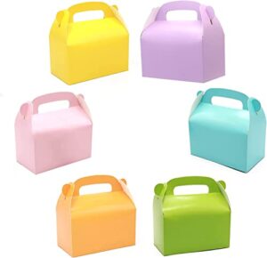 24-pack gable cardboard paper gift box with handle, 6-color party favor box, candy treat box, goodie gift boxes for birthday, babyshower, any fun party (6.9×6.5×3.5 inch)
