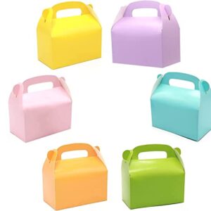 24-Pack Gable Cardboard Paper Gift Box with Handle, 6-Color Party Favor Box, Candy Treat Box, Goodie Gift Boxes for Birthday, Babyshower, Any Fun Party (6.9x6.5x3.5 INCH)