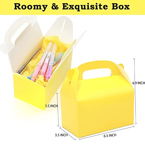 24-Pack Gable Cardboard Paper Gift Box with Handle, 6-Color Party Favor Box, Candy Treat Box, Goodie Gift Boxes for Birthday, Babyshower, Any Fun Party (6.9x6.5x3.5 INCH)