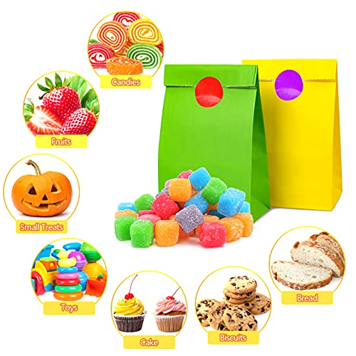 CHEPULA 50 Pack Paper Party Favor Bags,Kids Goodie Bags with 60 PCS Stickers Small Gift Bag for Birthday Party Baby Shower Favor Supplies（Size: 9.4" * 5.1" * 3.15" )