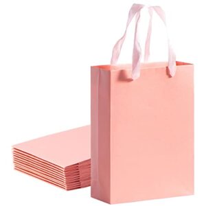 dasofine pink gift bags, 12pcs pink paper bags, 7.4” × 3.14” × 10.15” pink gift bags with handles, gift bags bulk for shopping, party, wedding
