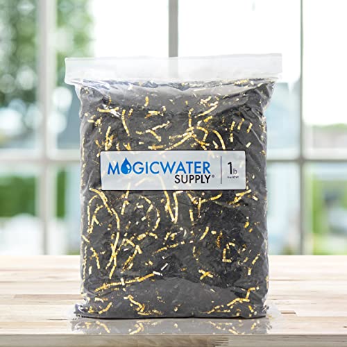 MagicWater Supply Crinkle Cut Paper Shred Filler (1 LB) for Gift Wrapping & Basket Filling - Black & Gold