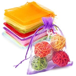 wentao 100pcs organza gift bags, 4×4.72 mixed color wedding favor bags with drawstring, premium candy jewelry pouch party wrap