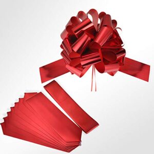 Zonon Car Bow Pull Bow Car Gift Wrapping Bow with 20 ft Christmas Bows for Cars Decor New Houses Big Gift Bow (Glossy Red, 20 Inch)