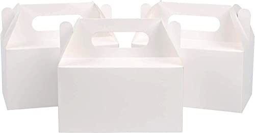 LOKQING 7x3.85x3.85 Inches Party Favor Boxes White Treat Boxes Gable Boxes Paper Gift Boxes for Baby Showers Birthday Party Wedding(25 Pack)