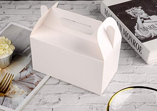 LOKQING 7x3.85x3.85 Inches Party Favor Boxes White Treat Boxes Gable Boxes Paper Gift Boxes for Baby Showers Birthday Party Wedding(25 Pack)