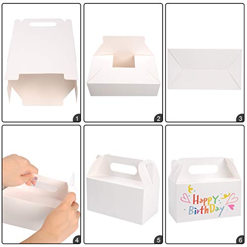 LOKQING 7x3.85x3.85 Inches Party Favor Boxes White Treat Boxes Gable Boxes Paper Gift Boxes for Baby Showers Birthday Party Wedding(25 Pack)