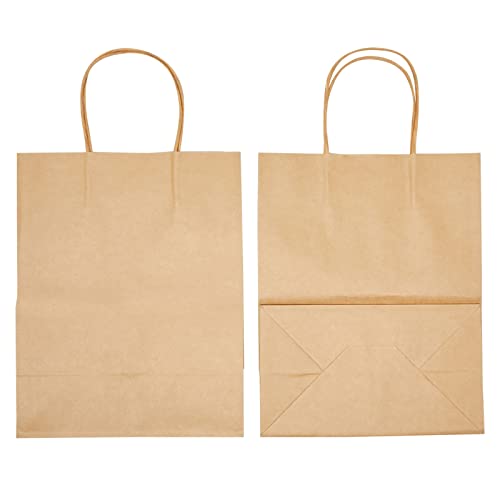 Medium Kraft Paper Gift Bags with Handles (Brown, 8x10 In, 12 Pack) for Birthday Party Favors