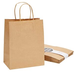 medium kraft paper gift bags with handles (brown, 8×10 in, 12 pack) for birthday party favors