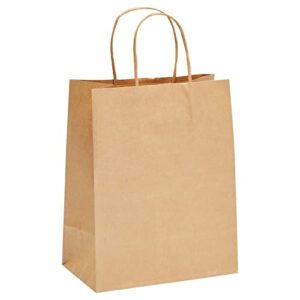 Medium Kraft Paper Gift Bags with Handles (Brown, 8x10 In, 12 Pack) for Birthday Party Favors