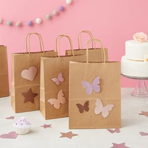 Medium Kraft Paper Gift Bags with Handles (Brown, 8x10 In, 12 Pack) for Birthday Party Favors