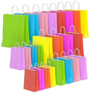 ynerhai 48 pcs gift bags assorted sizes bulk, 8 colors party favor gift bags with handles, rainbow paper gift bags for wedding, birthday, party supplies, baby shower, crafts and shopping