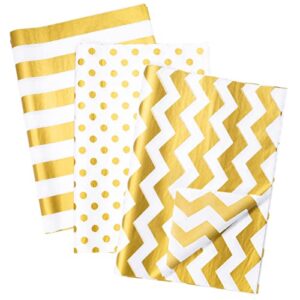 80 sheets gold white tissue paper bulk – artdly 14″x20″ metallic tissue paper gift wrap paper set with stripe, polka dot, wave gold design patterned for birthday, graduation, diy and craft, gift bags