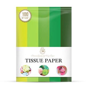 green st patricks theme tissue paper for gift wrapping (5 assorted colors), packaging, floral, birthday, christmas, halloween, diy crafts and more 15″ x 20″ 100 sheets