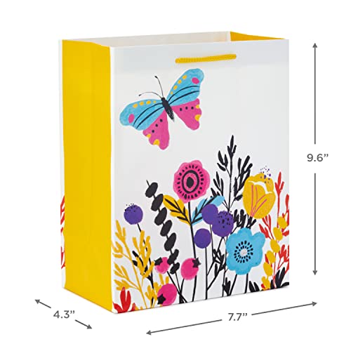 Hallmark Assorted All-Occasion Gift Bags (8 Bags: 4 Medium 9", 4 Large 13")Flowers, Butterfly, Stripes, Solids for Birthdays, Bridal Showers, Mother's Day