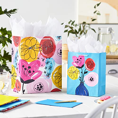 Hallmark Assorted All-Occasion Gift Bags (8 Bags: 4 Medium 9", 4 Large 13")Flowers, Butterfly, Stripes, Solids for Birthdays, Bridal Showers, Mother's Day