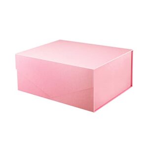 packhome gift box 9×6.5×3.8 inches, bridesmaid box, rectangle collapsible box with magnetic lid for gift packaging (matte pink, grain texture)