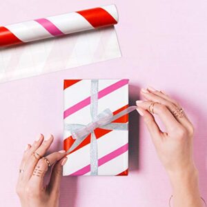 FANCY LAND Valentines Wrapping Paper with Cut Lines for Valentine’s Day Wedding Holiday 3 Pack