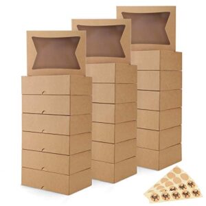 eupako 8x6x2.5″ cookie boxes with window, brown gift boxes for presents , auto pop up gift box, kraft paper pastry boxes for bakery, cookies, donuts, candy – 25 pack