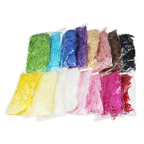 LJY 0.7LB Multicolored Raffia Paper Shreds & Strands Shredded Crinkle Confetti for DIY Gift Wrapping & Basket Filling