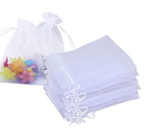 stratalife 100pcs 5x7 inch white organza bags drawstring favor pouches for wedding favor jewelry gift bags (white 5×7)