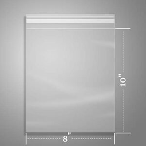 200 Pcs -8" x 10" Clear Plastic Cellophane Bags-Resealable Self Sealing Cello Bags for Artwork Cards & Envelopes, Photo, Prints, Candies