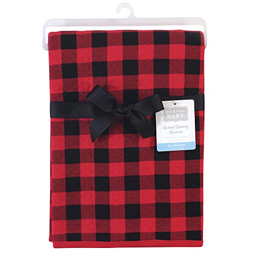 Hudson Baby Unisex Baby Quilted Multi-Purpose Swaddle, Receiving, Stroller Blanket, Buffalo Plaid 1-Pack, One Size