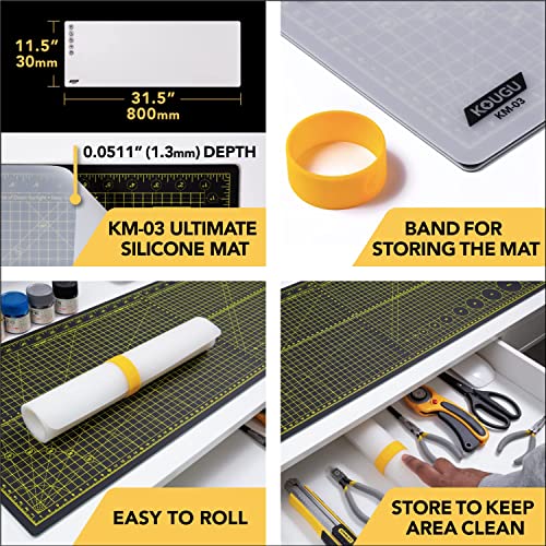 KOUGU Ultimate Surface Protection Hobby Mat - 31 x 12 Inches - Our Premium Silicone & Cutting Mats for Crafts Are Designed for Maximum Surface Protection - Durable, Easy to Clean Crafting Mat