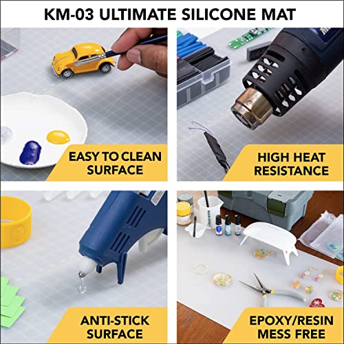 KOUGU Ultimate Surface Protection Hobby Mat - 31 x 12 Inches - Our Premium Silicone & Cutting Mats for Crafts Are Designed for Maximum Surface Protection - Durable, Easy to Clean Crafting Mat