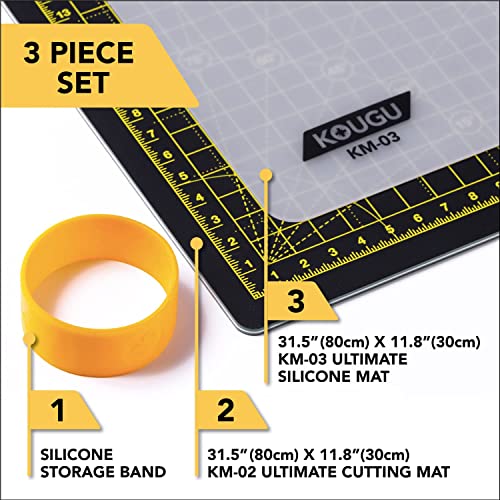 KOUGU Ultimate Surface Protection Hobby Mat - 31 x 12 Inches - Our Premium Silicone & Cutting Mats for Crafts Are Designed for Maximum Surface Protection - Durable, Easy to Clean Crafting Mat