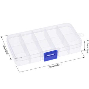 uxcell Clear Jewelry Box - Plastic Bead Storage Container, Earrings Storage Organizer with Adjustable Dividers, 10 Compartments