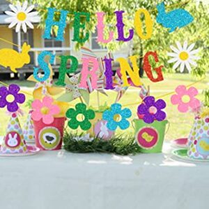 Hello Spring Banner, Spring Banner Garland, Spring Decorations for the Home, Spring Easter Theme Party Decorations, Spring Flower Banner Garland, Indoor Outdoor Mantel Fireplace Hanging Decor