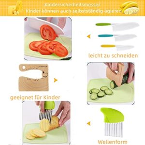 LETTO & TAILOR 41 Pieces Wooden Kids Kitchen Knife Set and Sandwich Cutter for Kids Gloves Cutting Board Fruit Vegetable Crinkle Cutters Sandwich Cutter, Mickey Shapes Mold